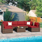 Ensemble de salon de jardin moderne 7 pièces en rotin Patio Watcher pour l'arrière-cour