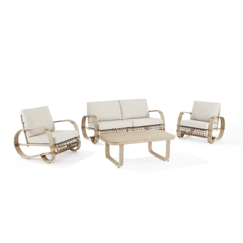 Ensemble de canapés de club de jardin 4 pièces en aluminium avec coussins