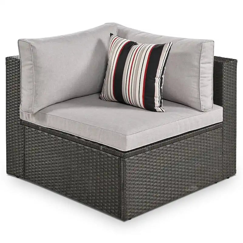 Ensemble de canapés de jardin en osier 7 pièces, canapé-lit en rotin, avec coussins colorés, canapé de conversation, pour patio, jardin, terrasse