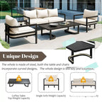 Ensemble de canapé d'extérieur 4 pièces en acier de style U multi-personnes, avec table basse et coussin
