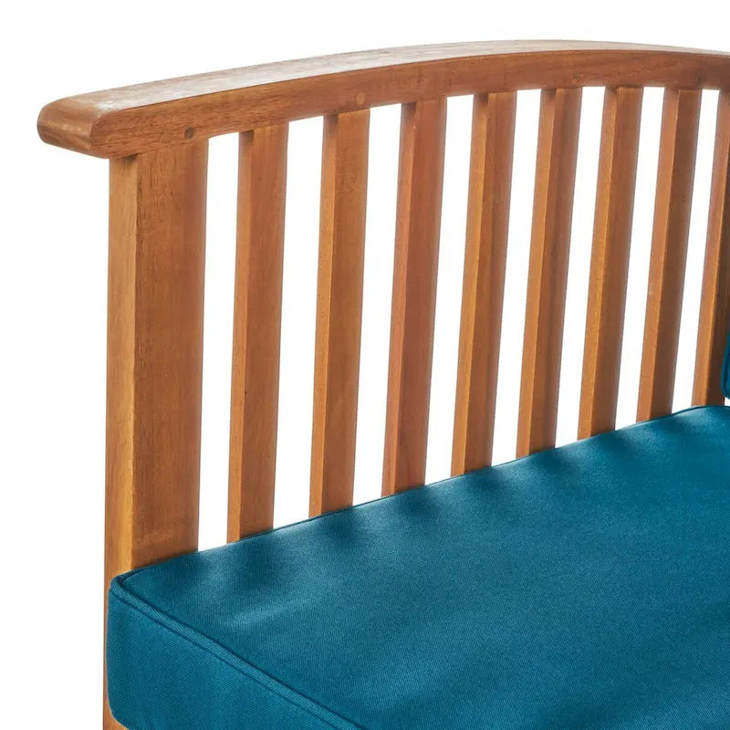 Ensemble de canapés d'extérieur en bois d'acacia avec coussins résistants à l'eau, 4 pièces, Patine marron / Bleu sarcelle