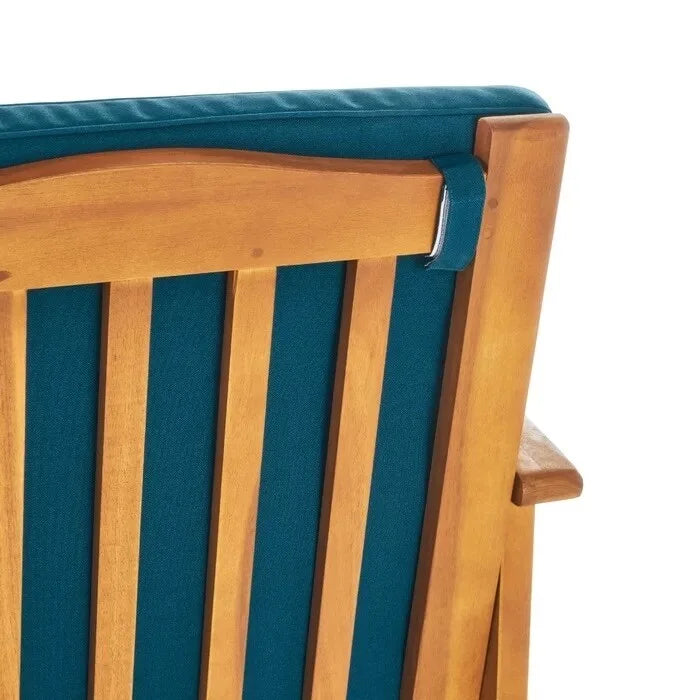 Ensemble de canapés d'extérieur en bois d'acacia avec coussins résistants à l'eau, 4 pièces, Patine marron / Bleu sarcelle