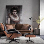 Fauteuil de salon pivotant HomeRoots 35 en cuir tufté noir et marron avec ottoman - 34.6