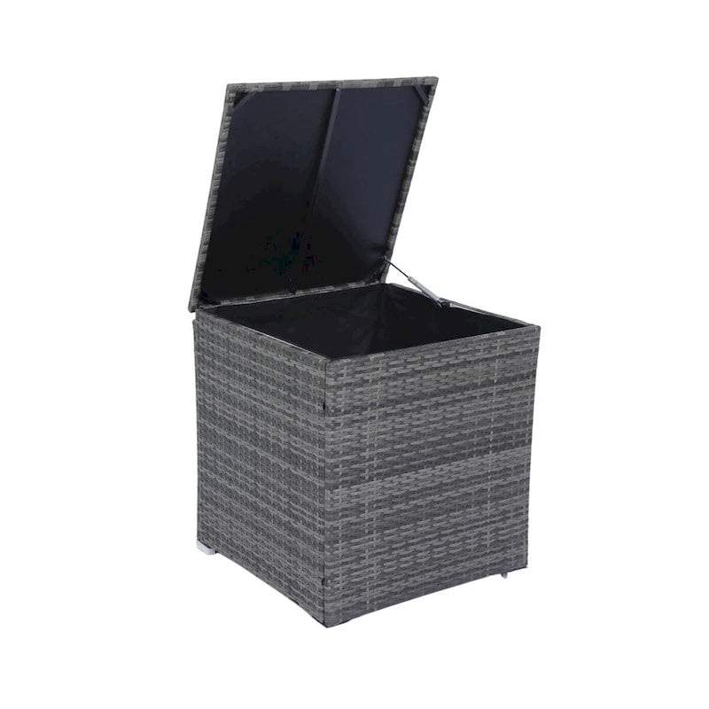 Ensemble de mobilier d'extérieur de qualité supérieure en rotin tressé 8 pièces pour patio : rotin gris, coussins noirs, plateau en verre