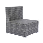 Ensemble de mobilier d'extérieur de qualité supérieure en rotin tressé 8 pièces pour patio : rotin gris, coussins noirs, plateau en verre