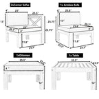 Ensemble de canapé d'angle de jardin extérieur en bois 5 pièces avec coussins