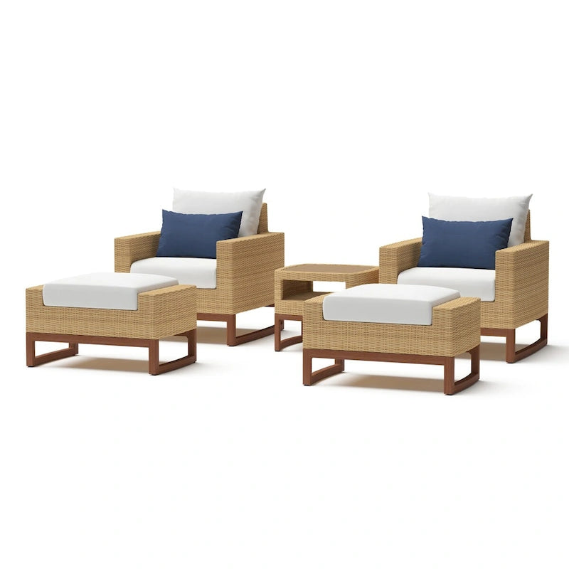 Ensemble de 5 chaises de jardin et poufs Mili Sunbrella pour l'extérieur