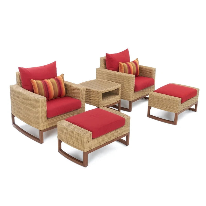 Ensemble de 5 chaises de jardin et poufs Mili Sunbrella pour l'extérieur