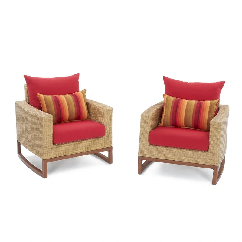 Ensemble de 5 chaises de jardin et poufs Mili Sunbrella pour l'extérieur