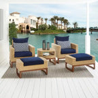 Ensemble de 5 chaises de jardin et poufs Mili Sunbrella pour l'extérieur