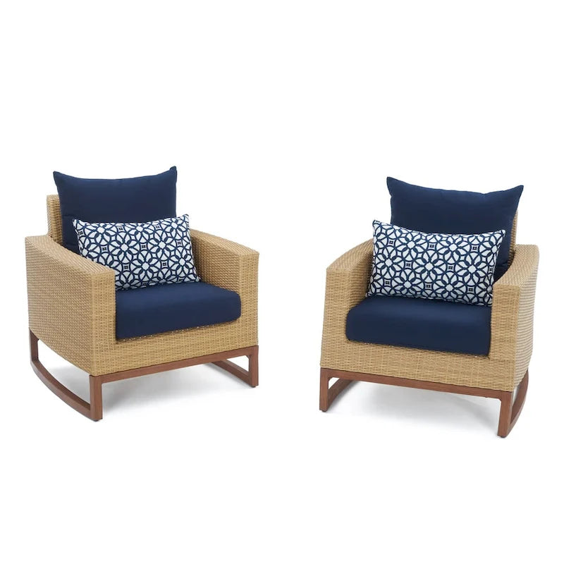 Ensemble de 5 chaises de jardin et poufs Mili Sunbrella pour l'extérieur