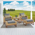 Ensemble de 5 chaises de jardin et poufs Mili Sunbrella pour l'extérieur