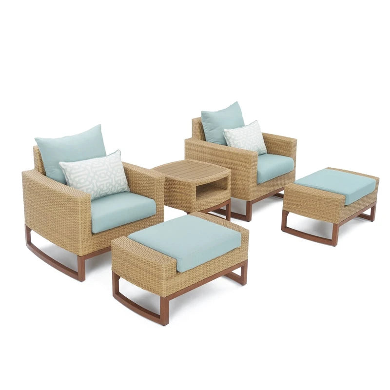 Ensemble de 5 chaises de jardin et poufs Mili Sunbrella pour l'extérieur