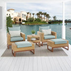 Ensemble de 5 chaises de jardin et poufs Mili Sunbrella pour l'extérieur