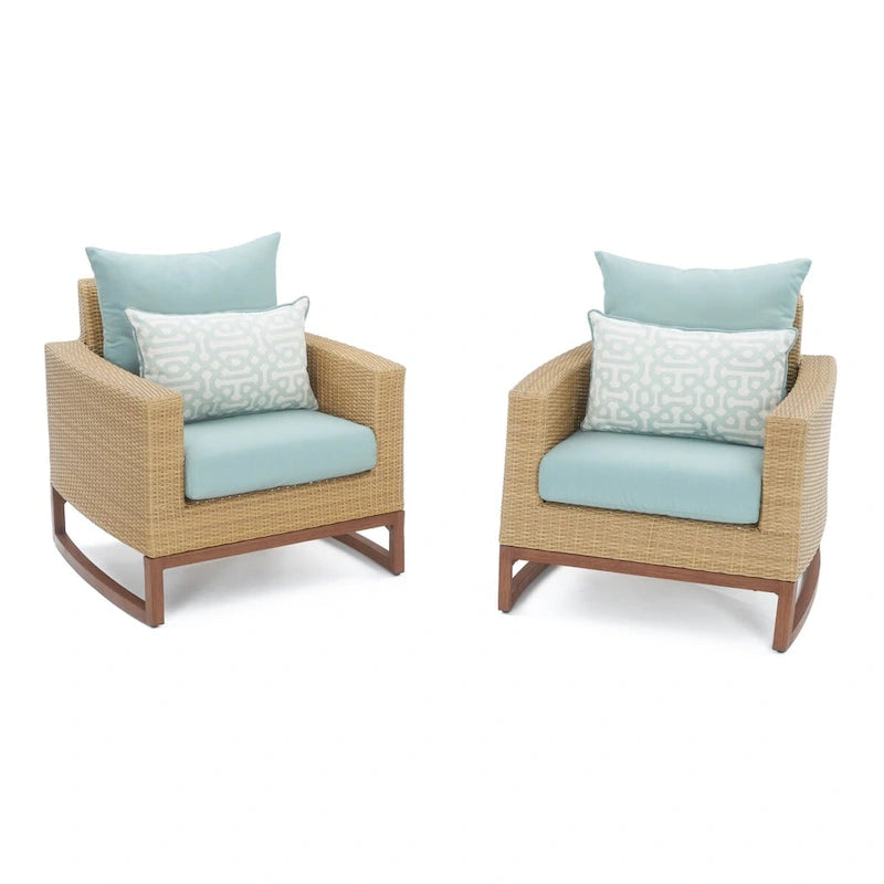 Ensemble de 5 chaises de jardin et poufs Mili Sunbrella pour l'extérieur