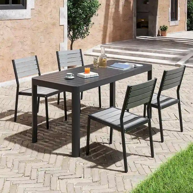 Ensemble de salle à manger d'extérieur 5/7 pièces Pellebant pour patio - S.O.