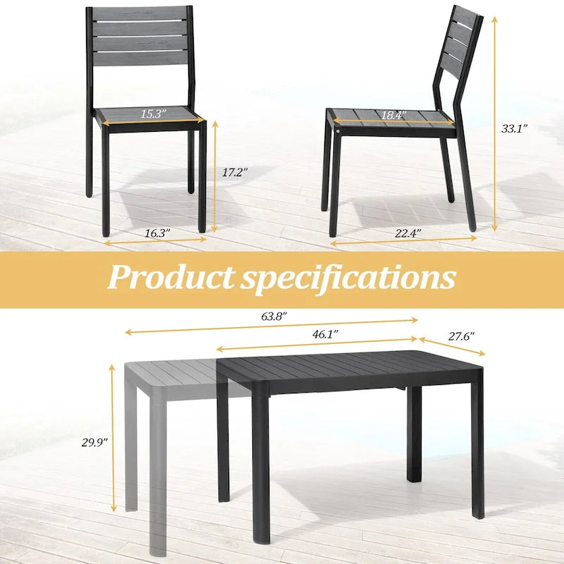 Ensemble de salle à manger d'extérieur 5/7 pièces Pellebant pour patio - S.O.