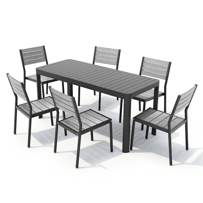 Ensemble de salle à manger d'extérieur 5/7 pièces Pellebant pour patio - S.O.