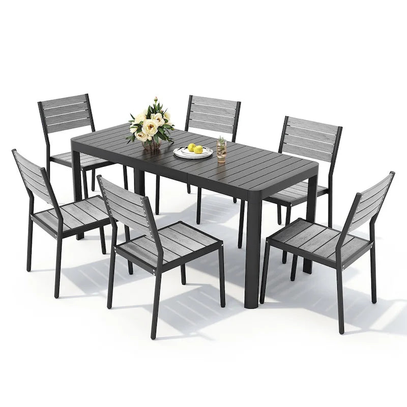 Ensemble de salle à manger d'extérieur 5/7 pièces Pellebant pour patio - S.O.
