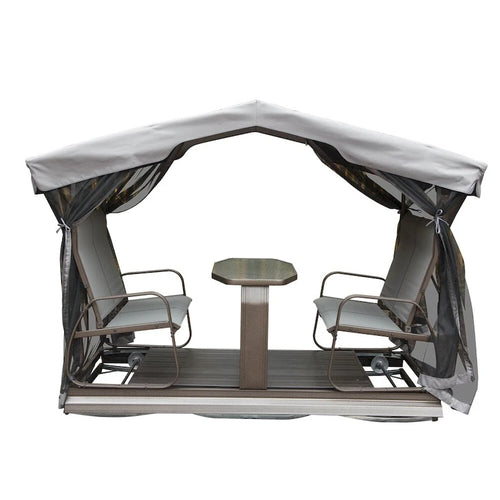 4-Seat Outdoor Glider Benches with Canopy, Aluminum Frame