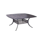 Ensemble de salle à manger carré 9 pièces Saratoga en aluminium bronze canon avec 8 chaises de salle à manger à accoudoirs rembourrées