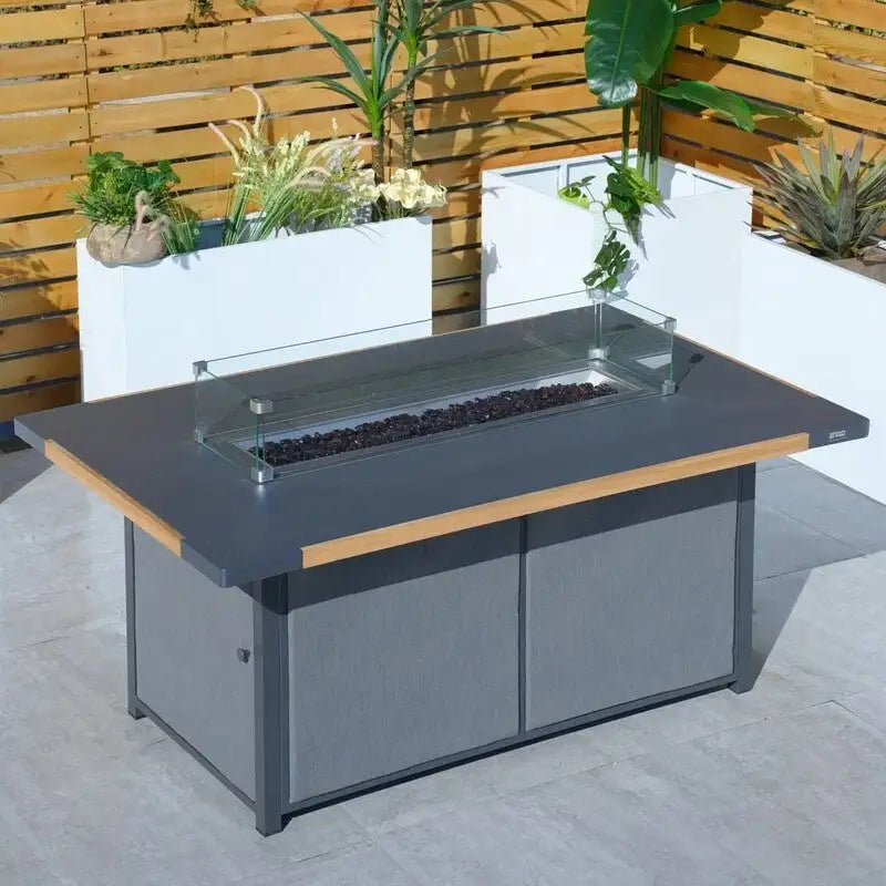 Ensemble de conversation de patio en acrylique 4 pièces avec table brasero et barbecue