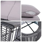 Ensemble de lit de repos et causeuse d'extérieur 2 pièces avec table en verre trempé