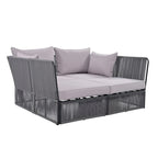 Ensemble de lit de repos et causeuse d'extérieur 2 pièces avec table en verre trempé