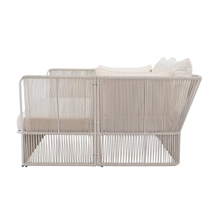 Ensemble de lit de repos et causeuse d'extérieur 2 pièces avec table en verre trempé