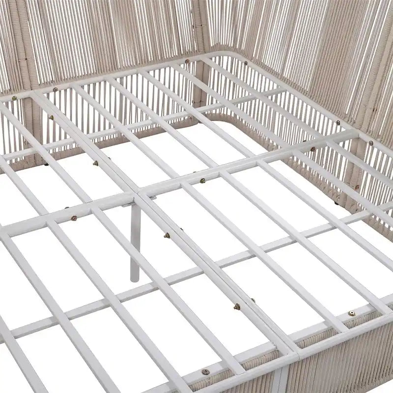 Ensemble de lit de repos et causeuse d'extérieur 2 pièces avec table en verre trempé