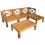 Ensemble de canapé d'angle d'extérieur 5 pièces en bois pour terrasse avec coussins