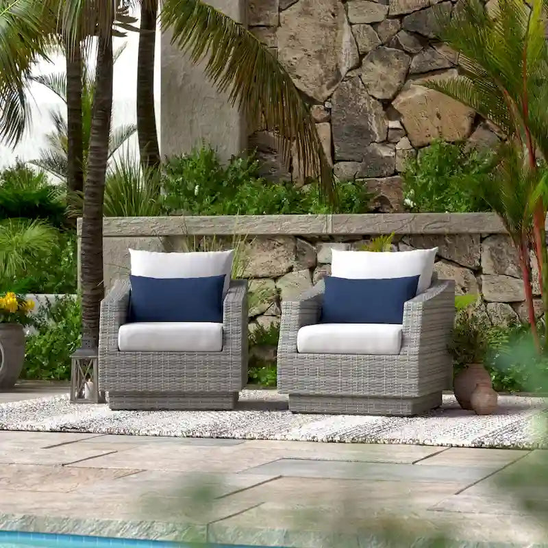 Chaises de club d'extérieur Cannes 2 pièces en Sunbrella