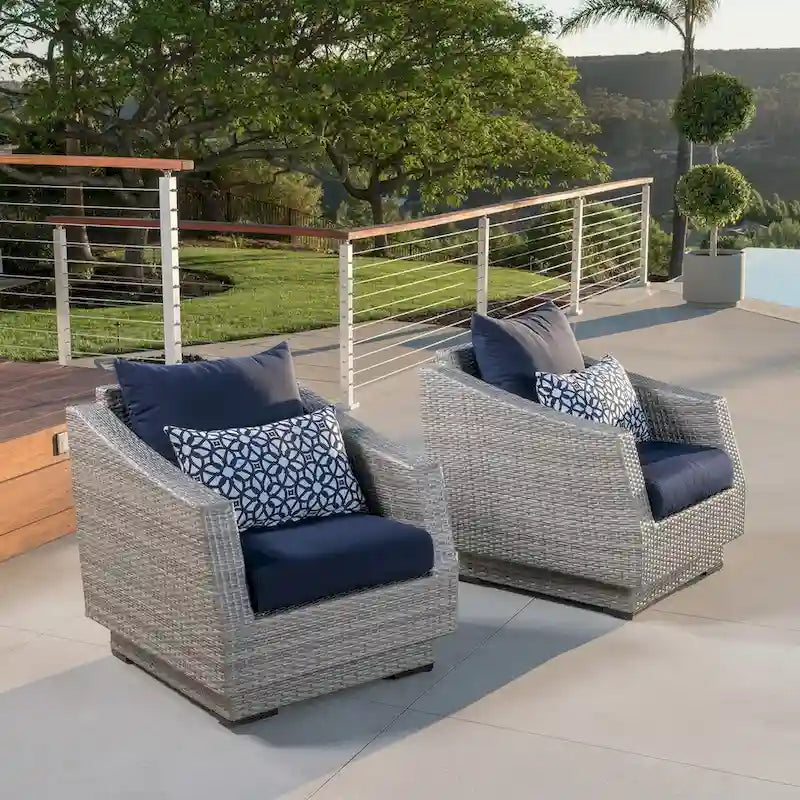 Chaises de club d'extérieur Cannes 2 pièces en Sunbrella