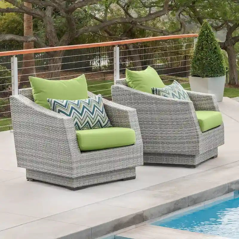 Chaises de club d'extérieur Cannes 2 pièces en Sunbrella