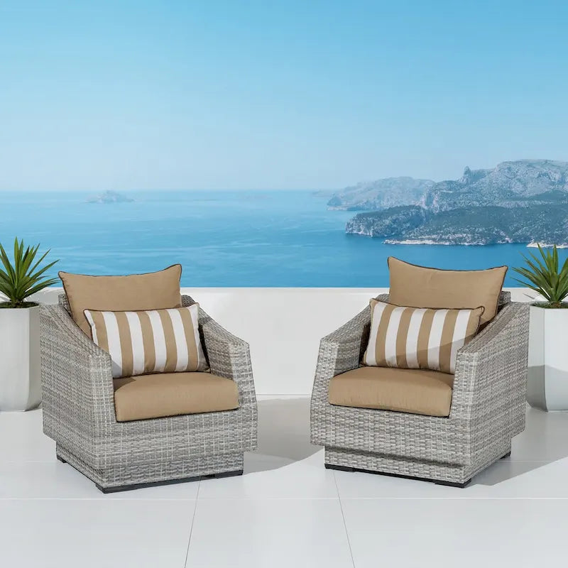 Chaises de club d'extérieur Cannes 2 pièces en Sunbrella