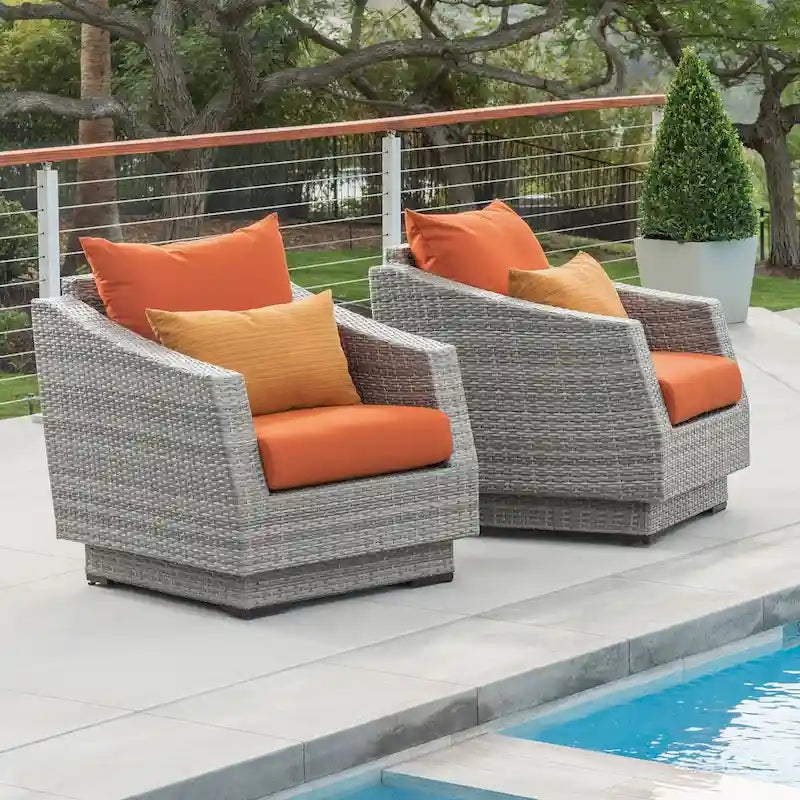 Chaises de club d'extérieur Cannes 2 pièces en Sunbrella