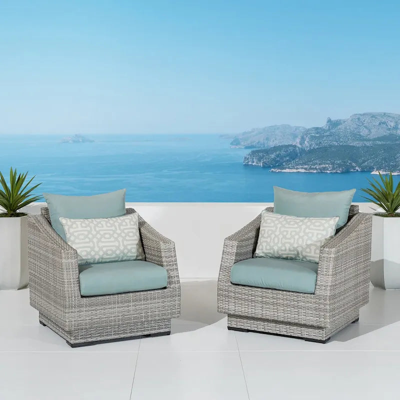 Chaises de club d'extérieur Cannes 2 pièces en Sunbrella