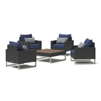 Ensemble de conversation Milo Espresso 5 pièces avec fauteuils de club de patio extérieurs Sunbrella