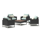 Ensemble de conversation Milo Espresso 5 pièces avec fauteuils de club de patio extérieurs Sunbrella