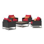 Ensemble de conversation Milo Espresso 5 pièces avec fauteuils de club de patio extérieurs Sunbrella
