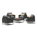 Ensemble de conversation Milo Espresso 5 pièces avec fauteuils de club de patio extérieurs Sunbrella