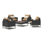 Ensemble de conversation Milo Espresso 5 pièces avec fauteuils de club de patio extérieurs Sunbrella