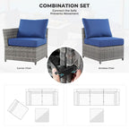 OVIOS Ensemble de conversation de 10 pièces en osier pour patio avec fauteuils à bascule et table brasero