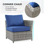 OVIOS Ensemble de conversation de 10 pièces en osier pour patio avec fauteuils à bascule et table brasero