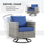 OVIOS Ensemble de conversation de 10 pièces en osier pour patio avec fauteuils à bascule et table brasero