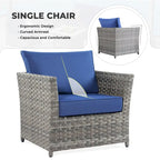 OVIOS Ensemble de conversation de 10 pièces en osier pour patio avec fauteuils à bascule et table brasero