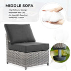 OVIOS Ensemble de conversation de 10 pièces en osier pour patio avec fauteuils à bascule et table brasero