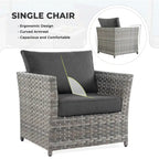OVIOS Ensemble de conversation de 10 pièces en osier pour patio avec fauteuils à bascule et table brasero