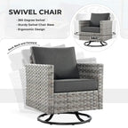 OVIOS Ensemble de conversation de 10 pièces en osier pour patio avec fauteuils à bascule et table brasero