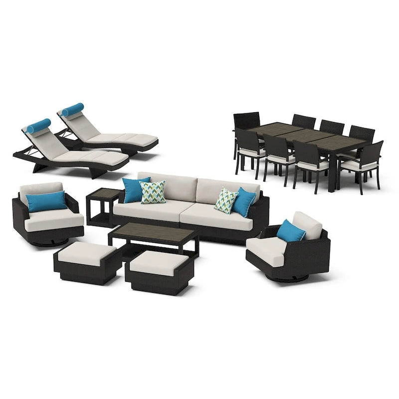 Ensemble de jardin Portofino Comfort Sunbrella 19 pièces, avec mouvement